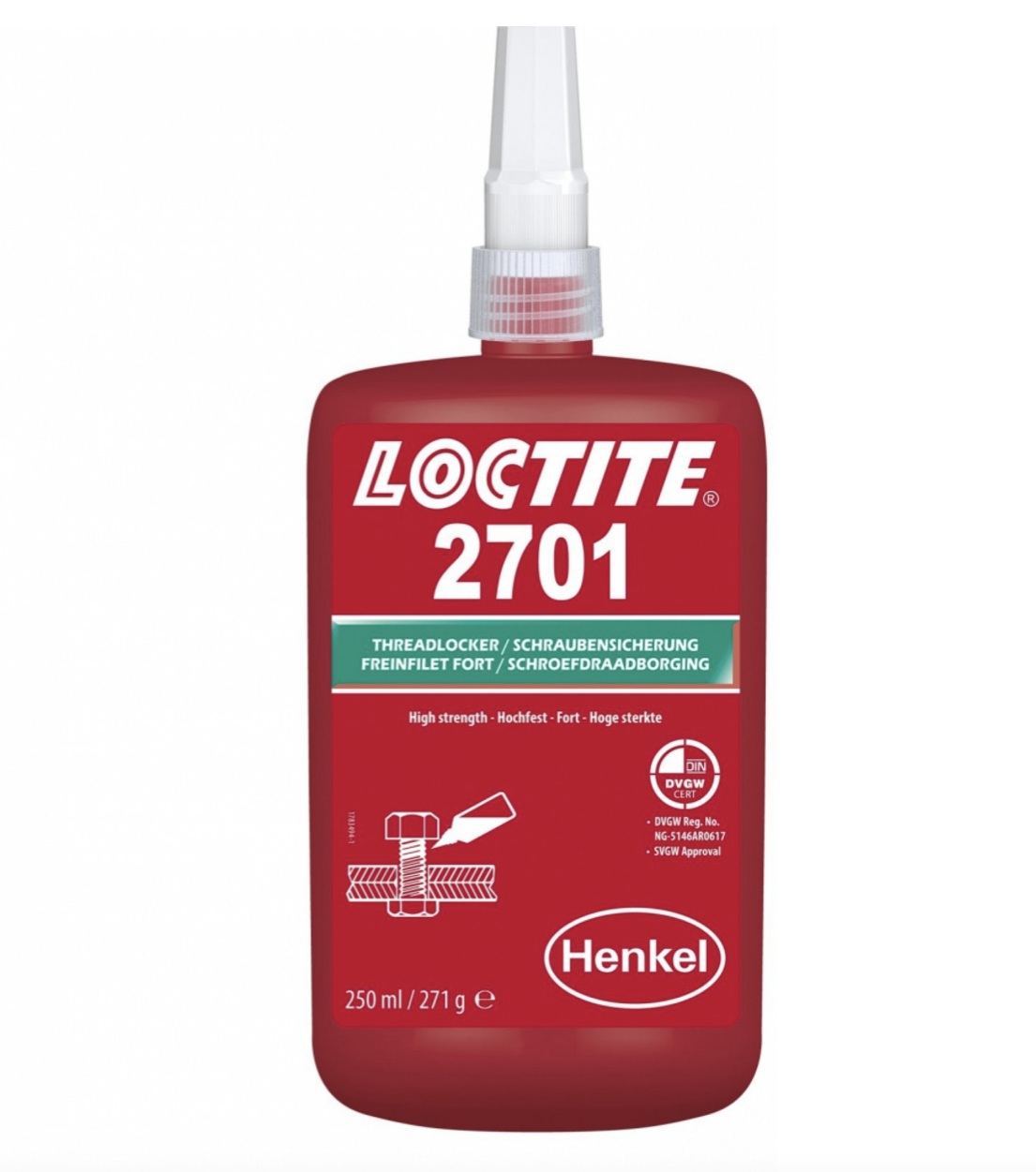 Loctite 2701 - 250 ml, Fissaggio filettato ad alta resistenza
